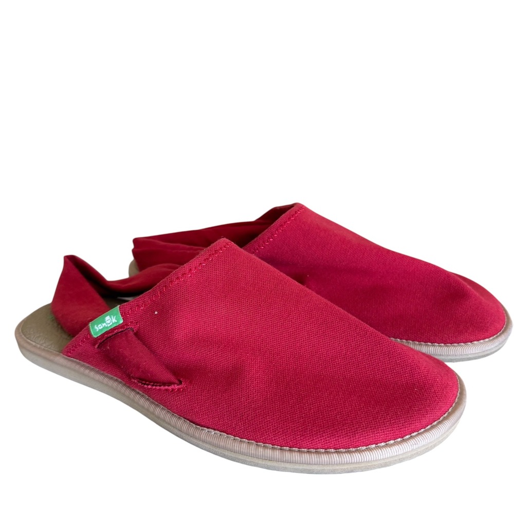 Sanuk Yoga Sling Sandals Women 9 Red Excellent Jersey Knit Yoga Mat S/N 1097575